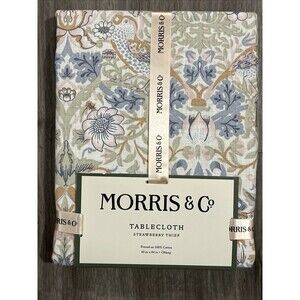 MORRIS & CO Strawberry Thief 60 x 84 Cotton Tablecloth Spring Soft Colors New
